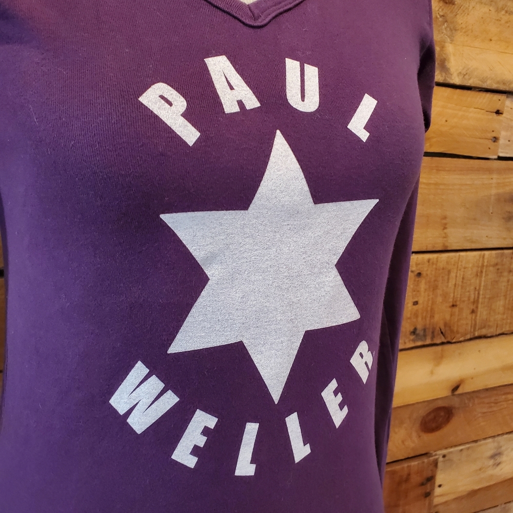 Vintage '03 "Paul Weller" (The Jam) purple long sleeve v-neck concert t Size L - Picture 2 of 5